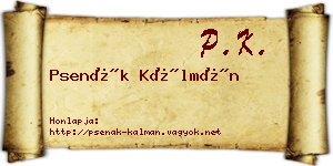 Psenák Kálmán névjegykártya